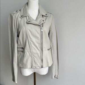 NWT Mauritius‎ Womens Butter Soft Lambskin Leather Breathable Moto Glam Jacket L